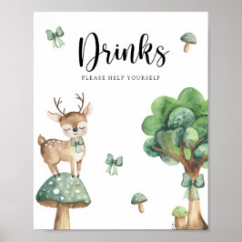 Poster Veado de Aquarela - Bebidas ajudem-se a si próprio