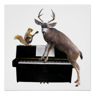 Póster Veado e Esquilo no Piano