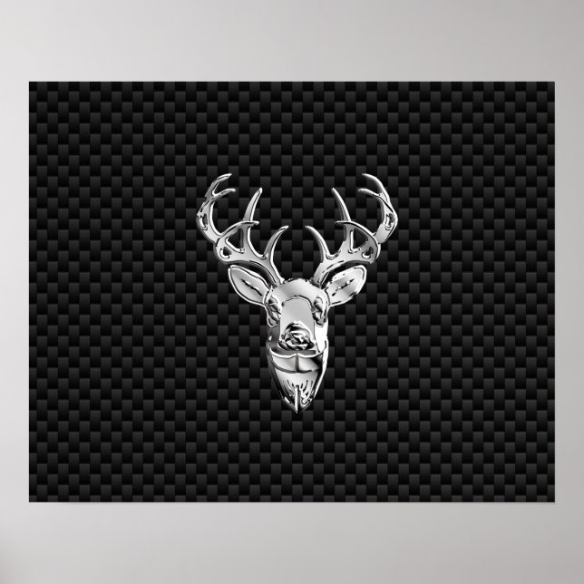 Poster Veado selvagem de prata no decor de estilo de fibr (Frente)
