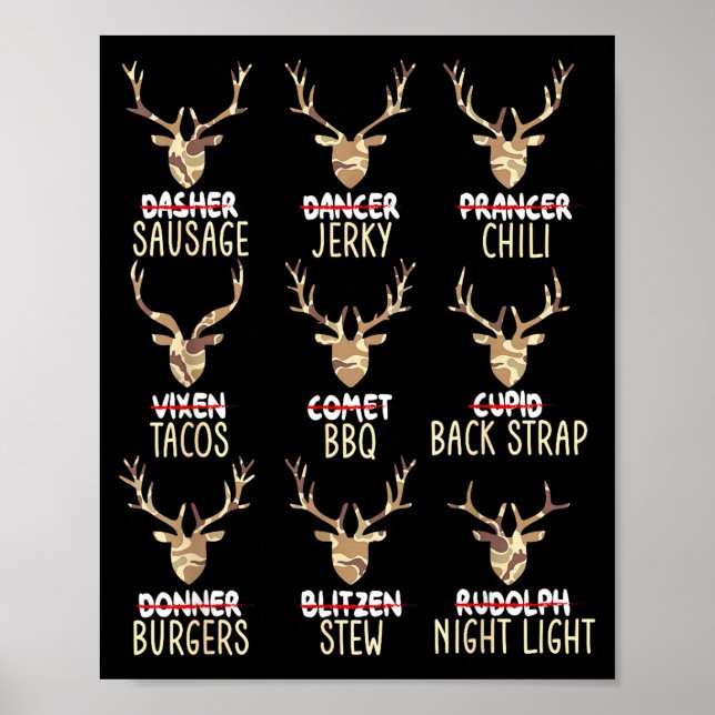 Poster Veados Engraçados Caça de Natal Caçadores Todos do (Frente)