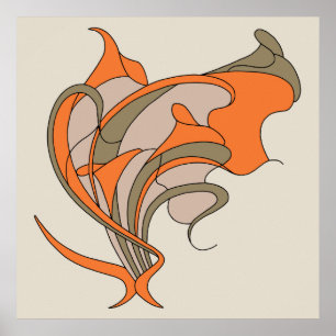 Poster Vector a elegância floral de Nouveau da arte em
