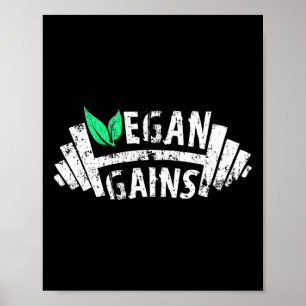 Poster Vegan ganha Gym Vegetariano trabalhando Humor Tee