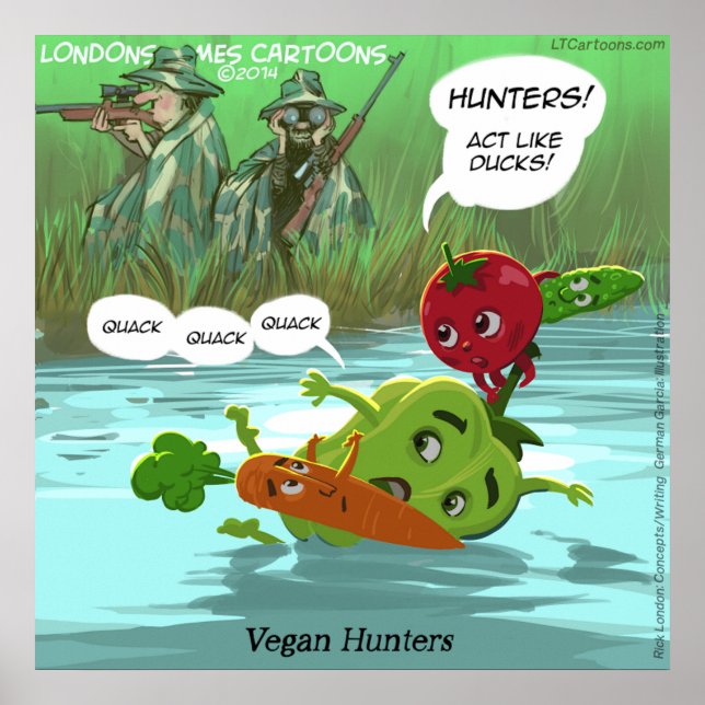 Póster Vegan Hunters Funny Quality Glossy Engraçado Poste (Frente)
