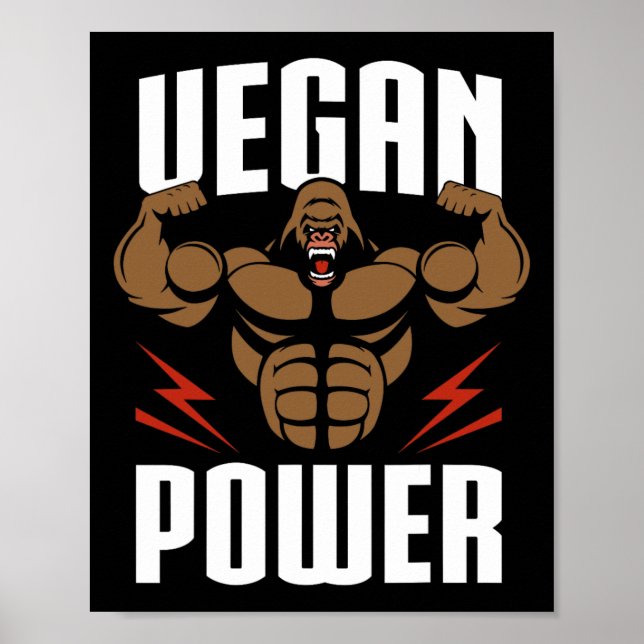 Poster Vegan Power - Gorilla Workout E Gym Bodybuilding (Frente)