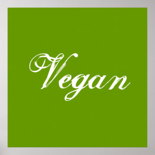 Póster Vegan. Verde. Slogan. Costume
