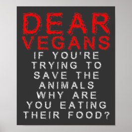 Póster Vegans Comendo Comida De Animais Engraçados