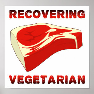 Poster Vegetariano em Recuperação Cartaz Divertido