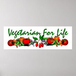 Póster Vegetariano para a Vida