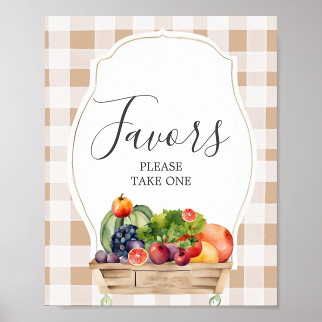 Poster Veggies Cultivados Localmente Favores de Chás de f (Frente)