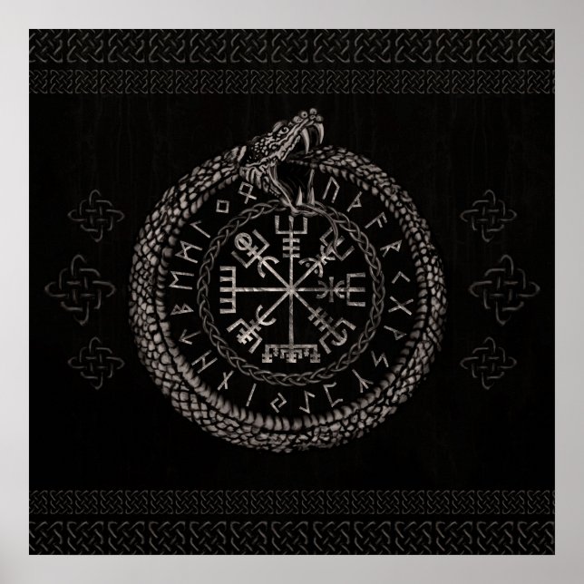 Poster Vegvisir com Ouroboros e pistas (Frente)