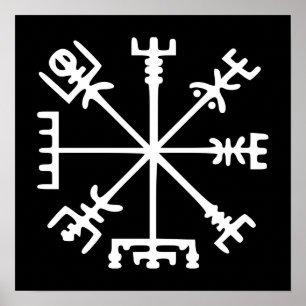 Póster Vegvísir (compasso de Viking)