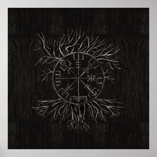 Poster Vegvisir e Árvore da Vida Yggdrasil (Frente)