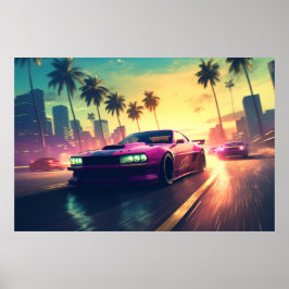 Poster Veículo de corrida de automóveis no céu