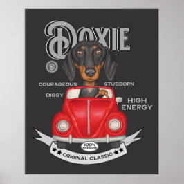 Poster Veículo De Vintagem Para Condução De Dachshund Cut