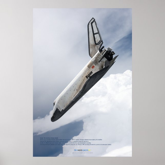 Poster Veículo Espacial Buran Descendo Através das Nuvens (Frente)
