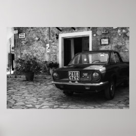 Poster Veículo Vintage FIAT em Itália, em monocromo