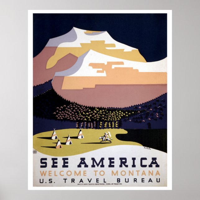 Póster Veja a América, Montana WPA viagem (Frente)