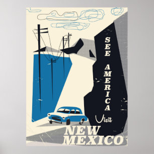 Poster Veja a América - Novo México Cartaz de viagem vint