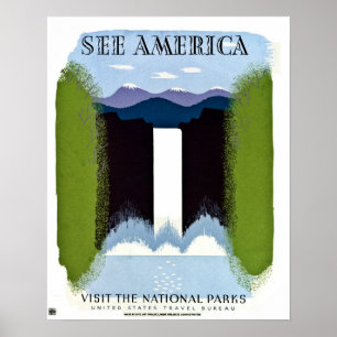 Póster Veja América visitar o vintage dos parques