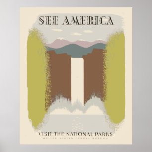 Póster Veja América visitar os parques nacionais