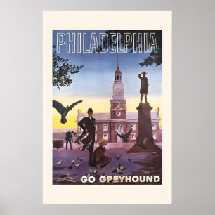 Poster Veja Cartaz de Viagem ao Estilo Vintage da Filadél