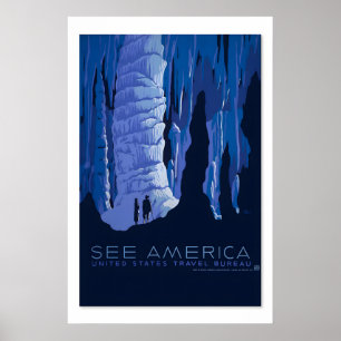 Poster Veja Cavernas da América Estilo Vintage dos Anos 1