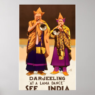 Poster Veja Índia Darjeeling Anos 1930 Estilo de Viagem A