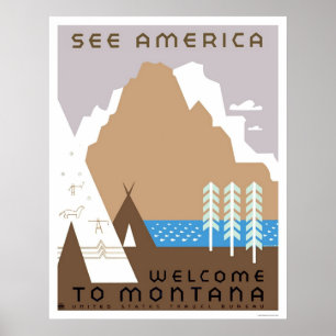 Póster Veja Montana & América WPA 1938
