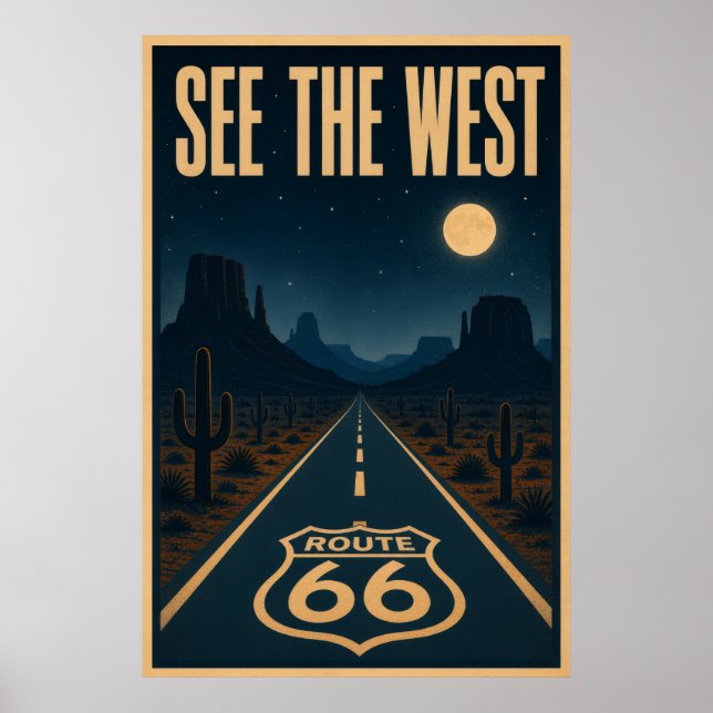 Poster Veja o Oeste na Rota 66 (Frente)