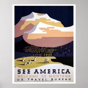 Póster Veja viagem de América, Montana WPA