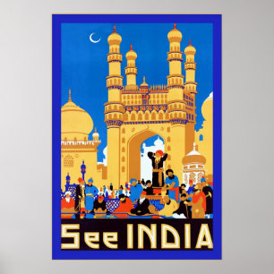 Póster Veja viagens vintage do ~ de Hyderabad do ~ de