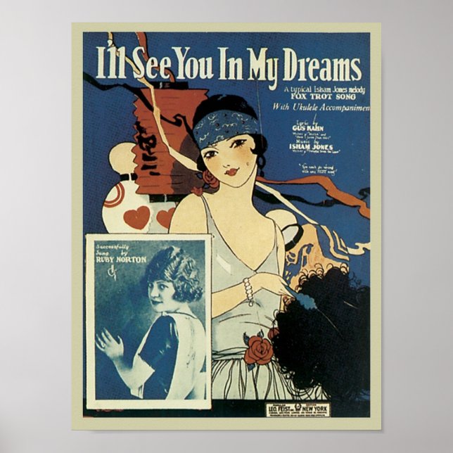 Póster Vejo-Te No Meu Sonho, Cobrir Do Diário Vintage (Frente)