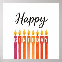 Poster Vela Colorida de Aniversário - Parabéns
