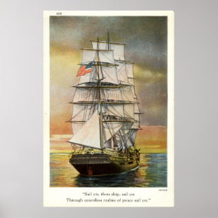 Poster Vela no vintage 1926 do navio de mil