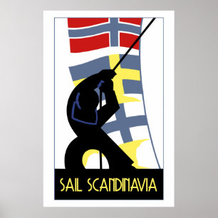 Poster Vela retro Escandinávia do estilo do art deco do
