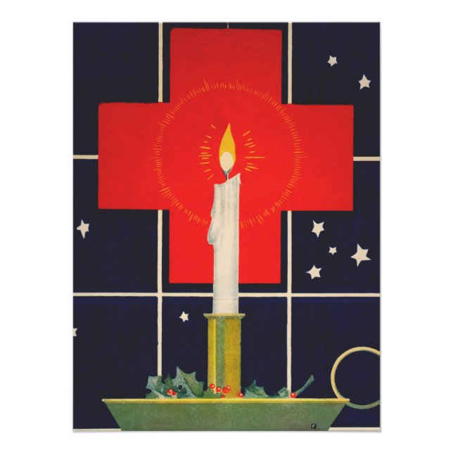 Póster Vela vintage com o sinal da cruz (Frente)