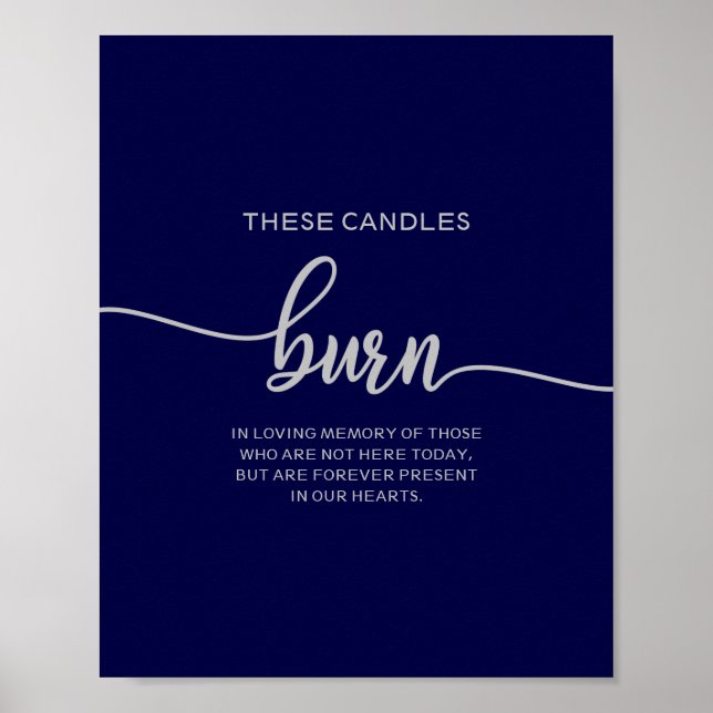 Poster Velas Azuis Navy Elegantes Queimam Prata (Frente)