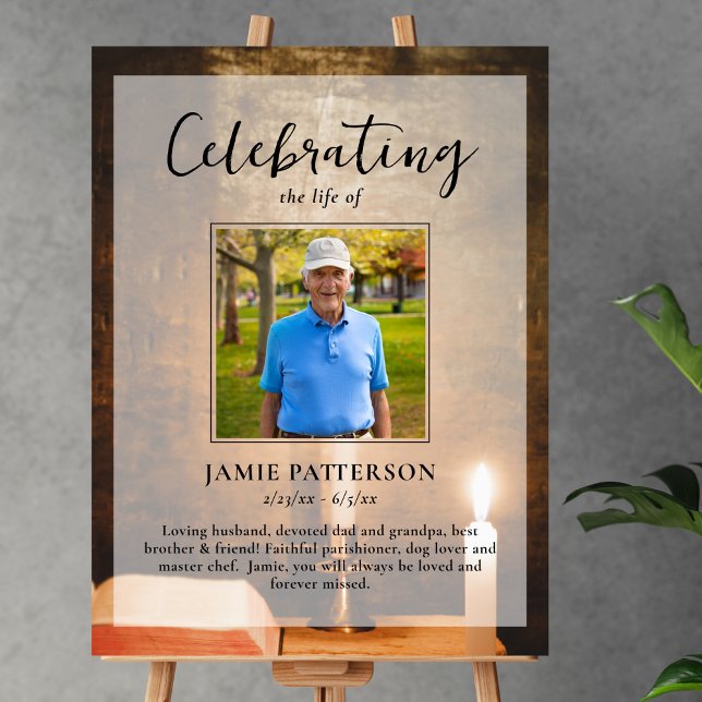 Poster Velas Bíblia Celebração da Vida Foto Funeral (Criador carregado)