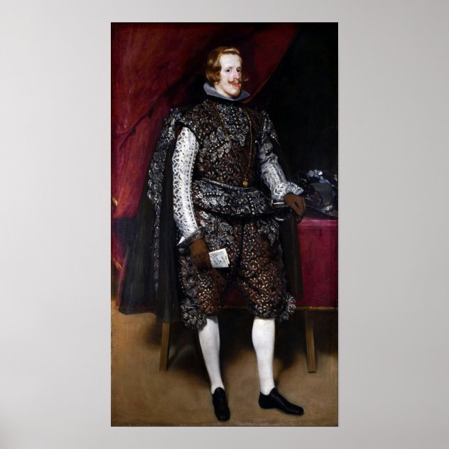 Poster Velázquez - Filipe IV da Espanha em Marrom e Prata (Frente)