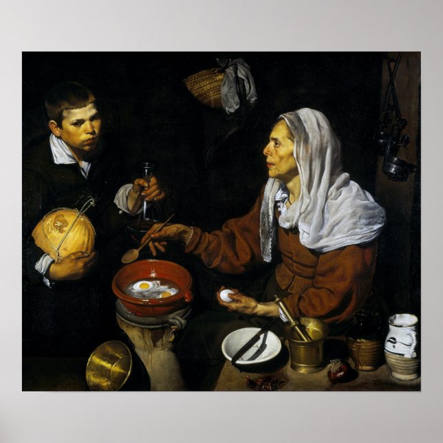 Poster Velázquez - Uma Velha Cozinhando Ovos (Frente)