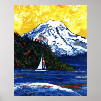 Poster veleiro com Mt Rainier