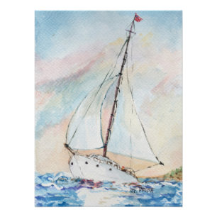 Póster Veleiro na pintura da aguarela das belas artes do