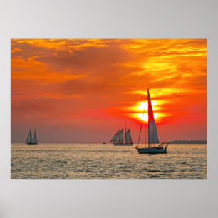 Poster Veleiros no por do sol de Key West
