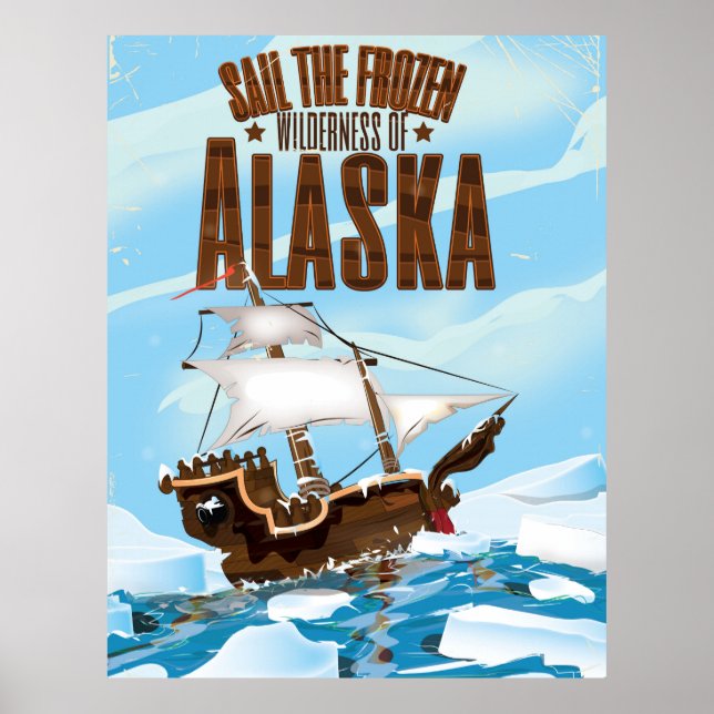 Póster Velejar a natureza gelada do Alasca (Frente)