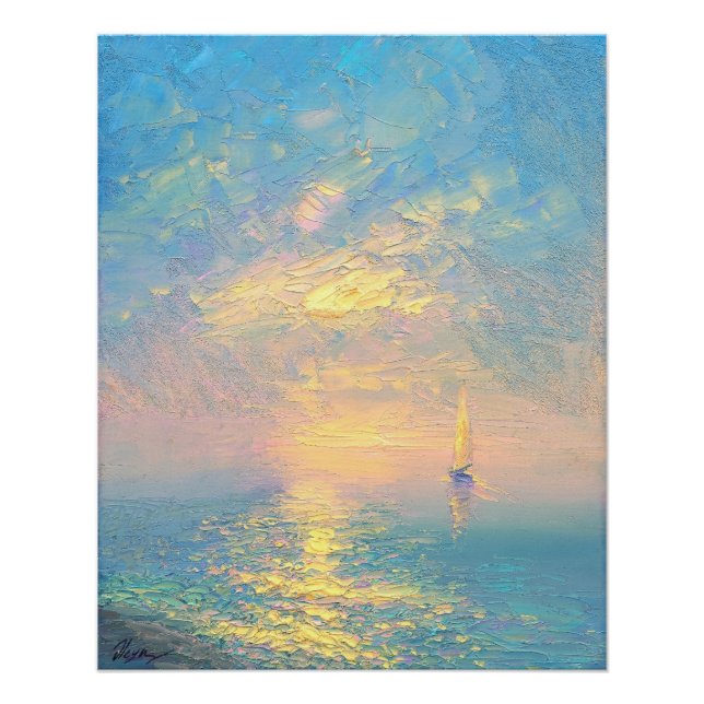 Póster Velero ao Pôr do Sol (Frente)