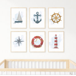 Poster Velero Azul Branco Tema Náutico Oceano