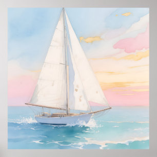 Poster Velero Branco Brilho do Oceano