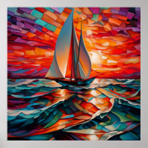 Velero deslizando sobre um mar ondulado