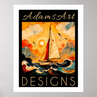Poster Velero Sereno no Mar Arte Costeira Impasto
