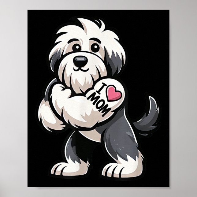 Poster Velha Cachorro Inglês Eu Amo Mamãe Cachorro Engraç (Frente)
